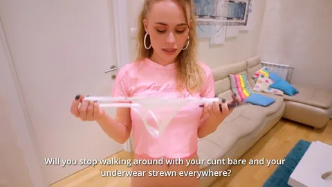 Found my panties, bro? Go ahead, cum inside me