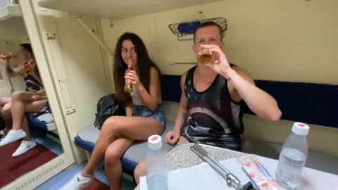 Drunk travel companion now eagerly servicing multiple dicks