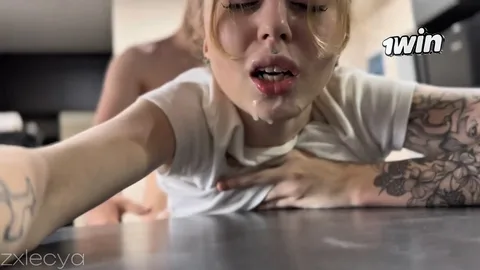 His cum on my lips, he bent me over and fucked again