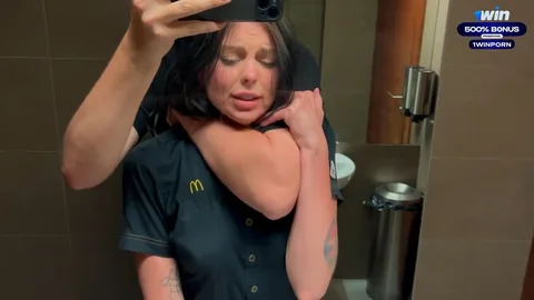Swallow deeper and that’s it — started sucking in public toilet 😈