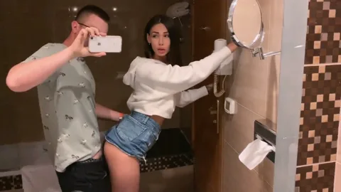 Fucked student in bathroom, cum on her cute face