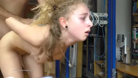 Shaking from orgasm, licking cum off floor after sex