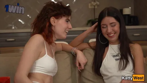 We'll fuck two, you lick one — her boyfriend won't mind lesbian fun — frame