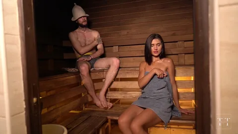 She fucks stranger in sauna, public sex turns her on — frame