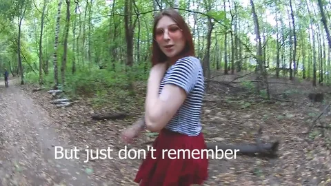 Girl lifts skirt in park for pickup fuck — frame