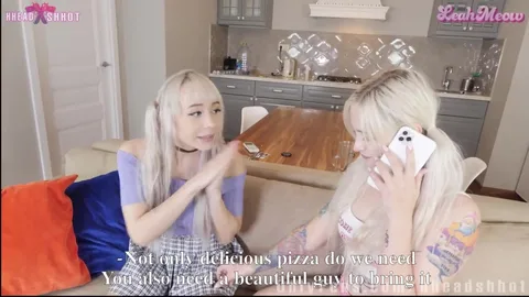Two girls suck delivery guy for free pizza π β frame