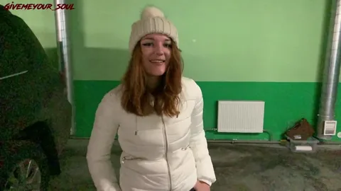Redhead Vika cheats on boyfriend for cash in parking lot — frame