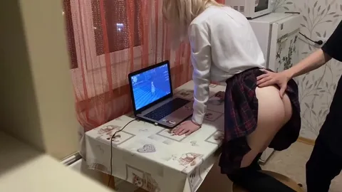 I spank her with a belt while she plays Genshin 💻 — frame
