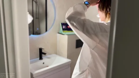 She gets serviced by communal workers in shower 💦 🚿 — frame