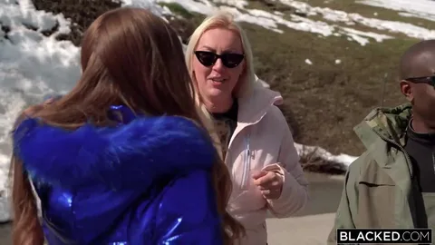 Mary Rock rides black cock in the mountains instead of skiing — frame