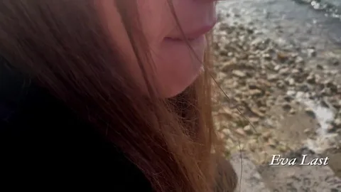 Beach slut cheats and swallows first guy's load — frame