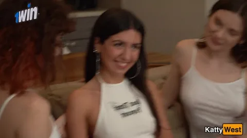 We'll fuck two, you lick one — her boyfriend won't mind lesbian fun — frame
