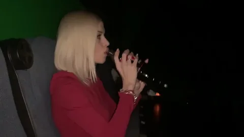 Moscow blonde gives head in movie theater — frame