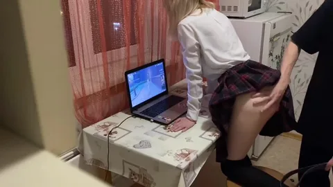 I spank her with a belt while she plays Genshin 💻 — frame