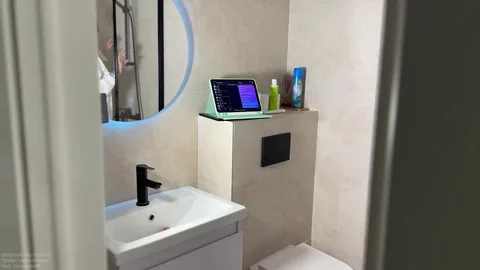 She gets serviced by communal workers in shower 💦 🚿 — frame