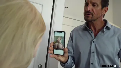 Strict stepdad gets turned on punishing daughter for nude pics — frame