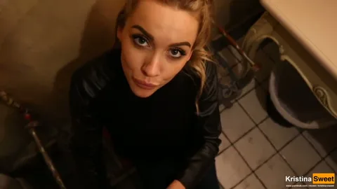 Took smart blonde to dinner, came in her mouth in bathroom — frame