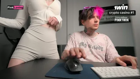 She wants to squirt so bad she'll fuck his hand and the desk — frame