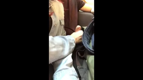 Student girl jerks off friend and swallows cum in mall — frame