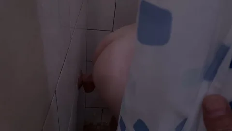 Caught wife pleasuring herself with a dildo in shower — frame
