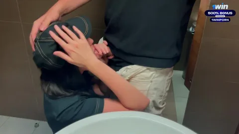 Swallow deeper and that’s it — started sucking in public toilet 😈 — frame