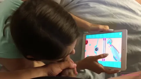 Brother yanks sister from tablet, cums in her hair 😏 — frame