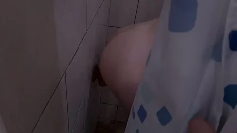 Caught wife pleasuring herself with a dildo in shower — frame