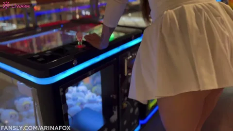 Vibrator in the mall, she cums hard, legs shake — frame