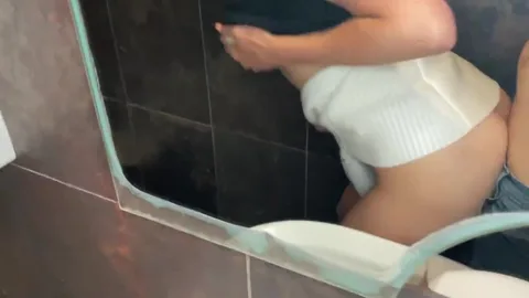 Waitress secretly fucking in restaurant restroom, quickie — frame