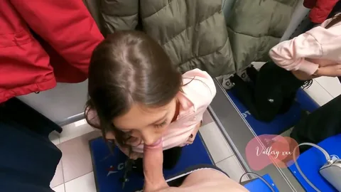 She took a chance, giving tired guy blowjob in Nike fitting room — frame