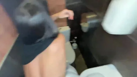 Waitress secretly fucking in restaurant restroom, quickie — frame