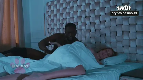 Dark-skinned man fucks her hard at night — frame