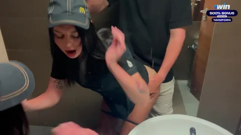 Swallow deeper and that’s it — started sucking in public toilet 😈 — frame