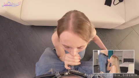Shy and cute, but swears during blowjob — frame