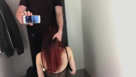 Student girl jerks off friend and swallows cum in mall — frame
