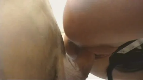 Young wife straddles chair, gets creampie after — frame