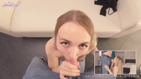 Shy and cute, but swears during blowjob — frame