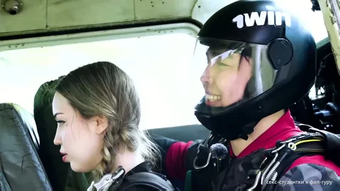 Cheating while skydiving — instructor’s cum in her mouth 😱 — frame