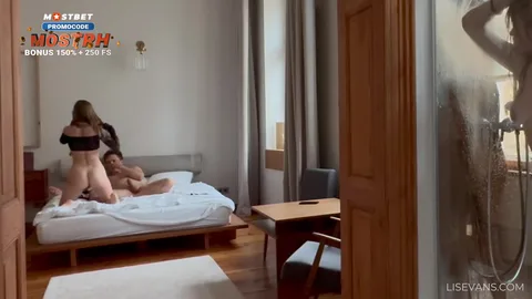 Woke him up for sex, then joined friends in shower — frame