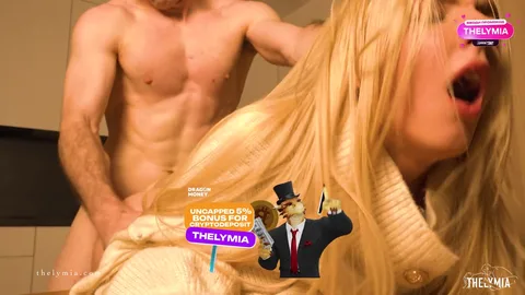 He fucks her hard and she cums, then gets massive cumshot on ass — frame