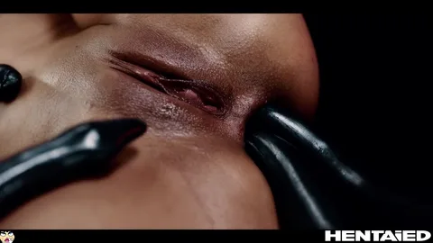 Cum and squirting gush from her after five tentacles fuck — frame