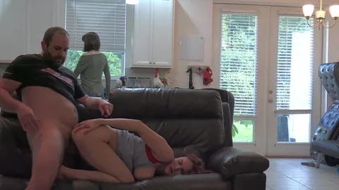 Wife in kitchen while daughter takes it deep π β frame