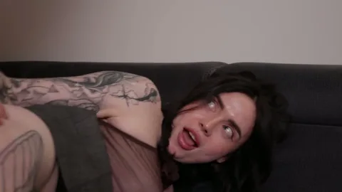 She grabs his balls and rides him hard — cum inside her — frame
