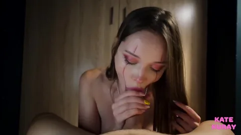 Girlfriend plays with cock on Halloween — scary but so good! — frame